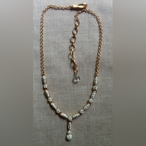 Swarovski Swan Emma Y Drop Gold Plated Crystal Necklace, Dangle  Earrings Vtg - Picture 8 of 12